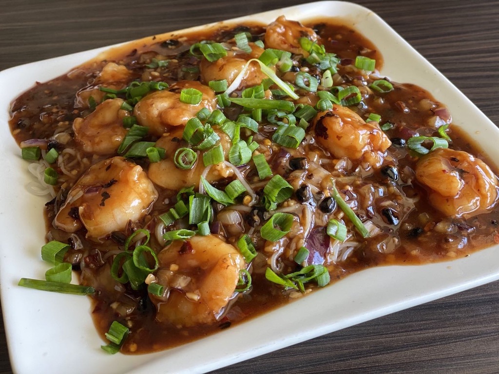 Shrimp with Rice Noodles in Black Bean Sauce